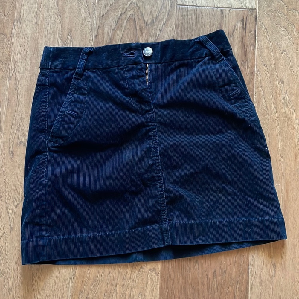 J. Crew Navy Corduroy Skirt with front pockets